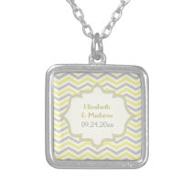 Modern yellow, grey, ivory chevron pattern custom necklaces