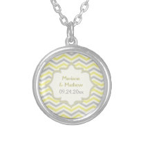 Modern yellow, grey, ivory chevron pattern custom necklaces