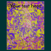 Modern yellow psychedelic on purple background flyer design