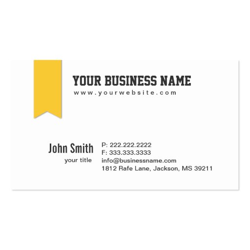 Modern Yellow Ribbon Header Business Card (front side)