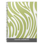 Modern Zebra Print - Green Personalized Notebook