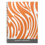 Modern Zebra Print - Orange Personalized Notebook