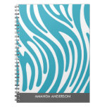 Modern Zebra Print - Teal Personalized Notebook
