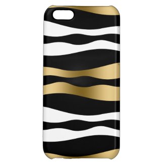 Modern Zebra Stripes In Black Gold & White iPhone 5C Case