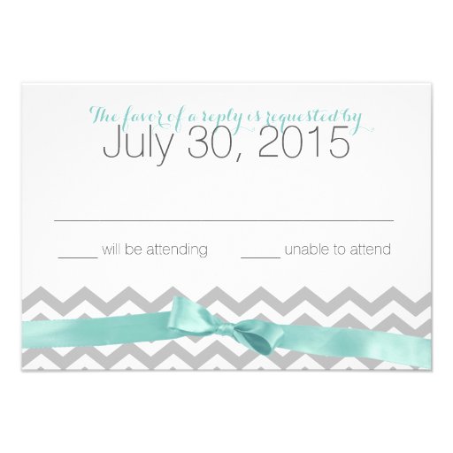 Modern Zigzag Aqua and Bow Response Card