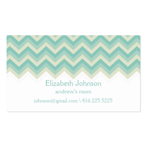 Modern Zigzag Mommy Calling Card Business Cards (front side)