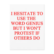 modest genius joke postcards