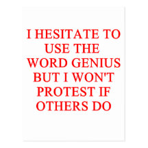 modest genius joke postcards