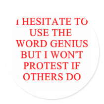 modest genius joke sticker