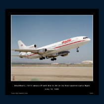 Modified L-1011 takes off with the X-34 posters by Space_Exploration Modified L-1011 takes off with the X-34 posters