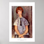 Modigliani portrait Young Girl in Striped Blouse posters