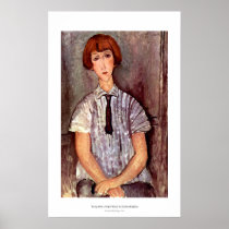 Modigliani portrait Young Girl in Striped Blouse Print