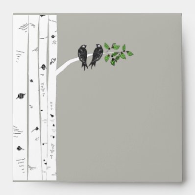 Modrn Birch Tree Wedding Square Envelopes