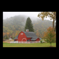 Mohawk Trail Red Barn Autumn posters