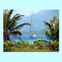 Moira at anchor, Josh's Key, Guanaja, Honduras postcards