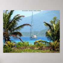 Moira at anchor, Josh's Key, Guanaja, Honduras Posters