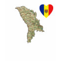 Moldova Flag Heart and Map T-Shirt