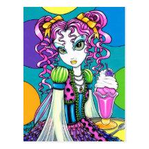 "Molly" Cute Rainbow Soda Shop Fairy Postcard