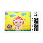 Molly Mushroom Baby In Polka Dottie Whimsy Land postage