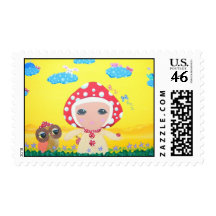 Molly Mushroom Baby In Polka Dottie Whimsy Land Postage Stamps