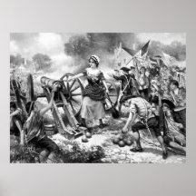 Molly Pitcher Firing Cannon at Battle of Monmouth Print