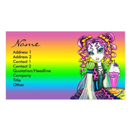 "Molly" Sherbet Ice Cream Rainbow Fairy Postage Business Card Template (front side)