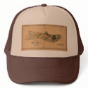 Molokai, 1897, Vintage Hawaii Map hats by ZephyrusBooks Molokai, 1897, Vintage Hawaii Map hats