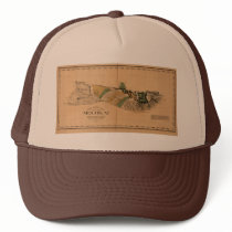 Molokai, 1897, Vintage Hawaii Map hats by ZephyrusBooks Molokai, 1897, Vintage Hawaii Map hats