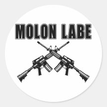 Molon Labe AR-15 Round Stickers
