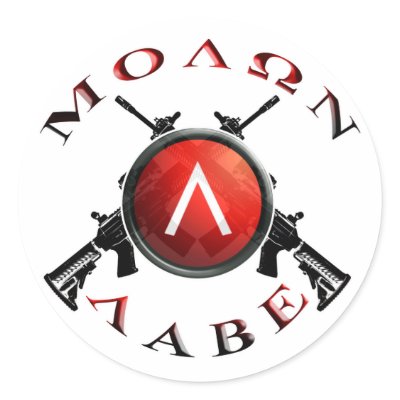 molon labe spartan shield round stickers by FASTEOTECH