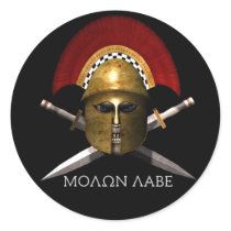Molon Labe Spartan Skull Round Sticker