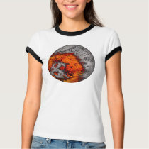Molten Moon...Ladies Ringer T-Shirt by corrosivetees Molten Moon...Ladies Ringer T-Shirt