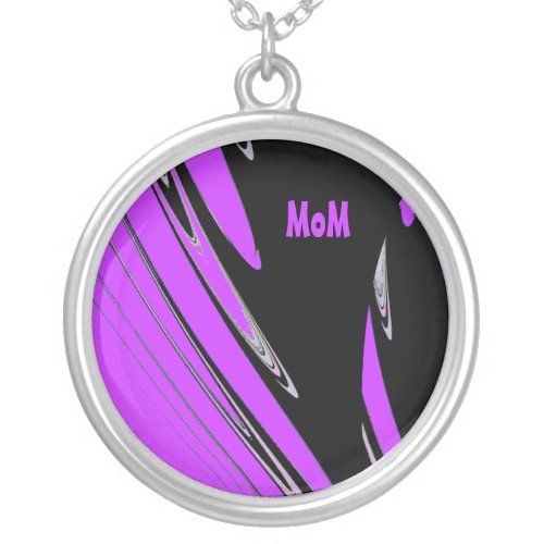 MoM Abstract Black and Purple Design Necklace zazzle_necklace