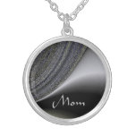 Mom Abstract Black and Silver Design Necklace