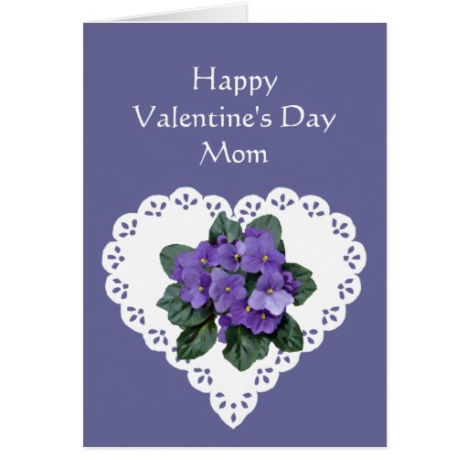 Mom African Violet Flower Valentine Poem Greeting Card ...