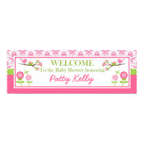 Mom and Baby Bird pink Shower Banner Personalize Poster
