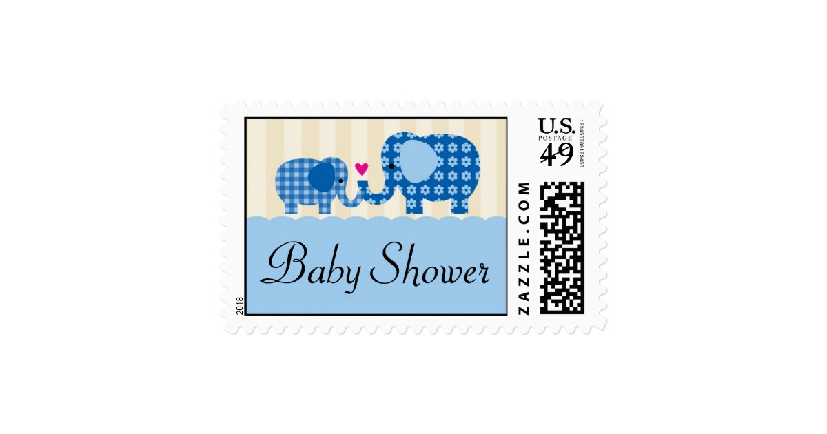Mom And Baby Boy Elephant Baby Shower Stamp Zazzle