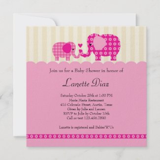 Mom and Baby Elephant Baby Girl Shower Invitation invitation