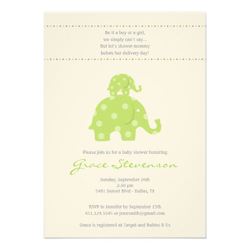 Mom and Baby Elephant Baby Shower Invitation