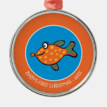 Mom and Baby Fish Kisses Metal Ornament