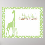 Mom and Baby Giraffe Baby Shower Welcome Sign Posters