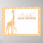 Mom and Baby Giraffe Baby Shower Welcome Sign Posters