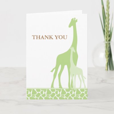 Baby Gift   Cards on Mom And Baby Giraffe Thank You Cards