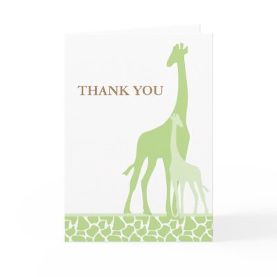 Baby Gift   Cards on Mom And Baby Giraffe Thank You Cards