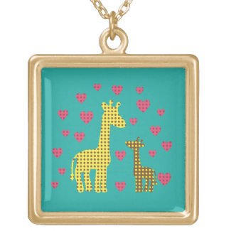 Mom and Baby Giraffes Personalized Necklace