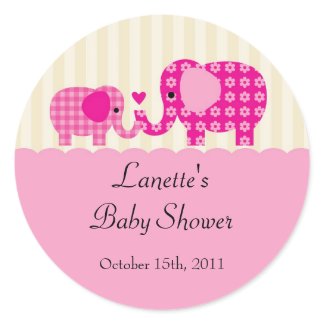 Mom and Baby Girl Elephant Favor Sticker sticker