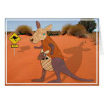 Mom and Baby Kangaroo in the Outback Blank Greeting Card
