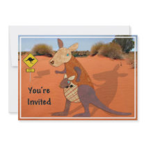Mom and Baby Kangaroo in the Outback Invite