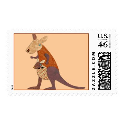 Mom and Baby Kangaroo Stamp by ElainePlesser
