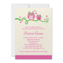 Mom and Baby Owl Baby Girl Shower Invitation